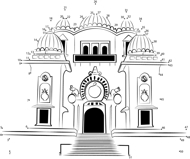 Ganesha Temple dot to dot worksheets