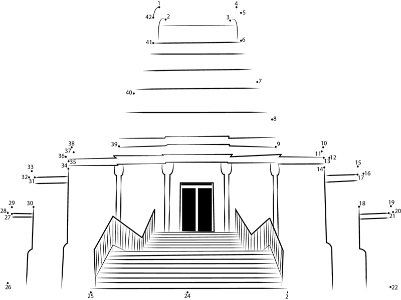 Kartik Temple dot to dot worksheets