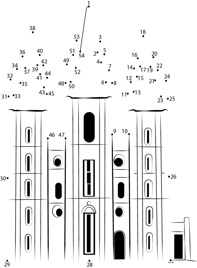 Mormon Temple dot to dot worksheets