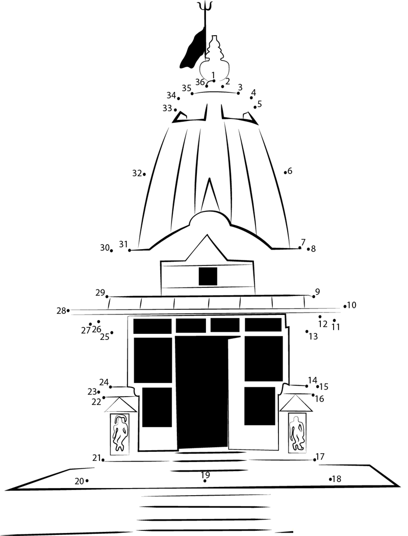 Shiva Temple dot to dot worksheets