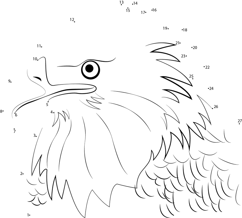 A Handsome Bald Eagle dot to dot worksheets