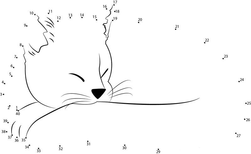 Ginger Cat Sleeping dot to dot worksheets