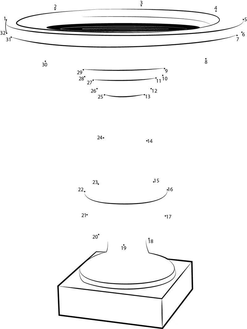 Baluster Bird Bath printable dot to dot worksheet