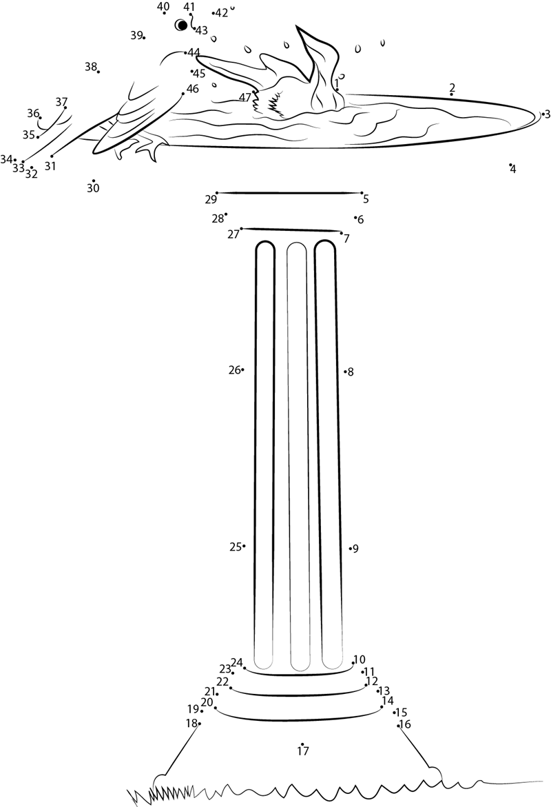 Eastern Blue Bird Baths printable dot to dot worksheet