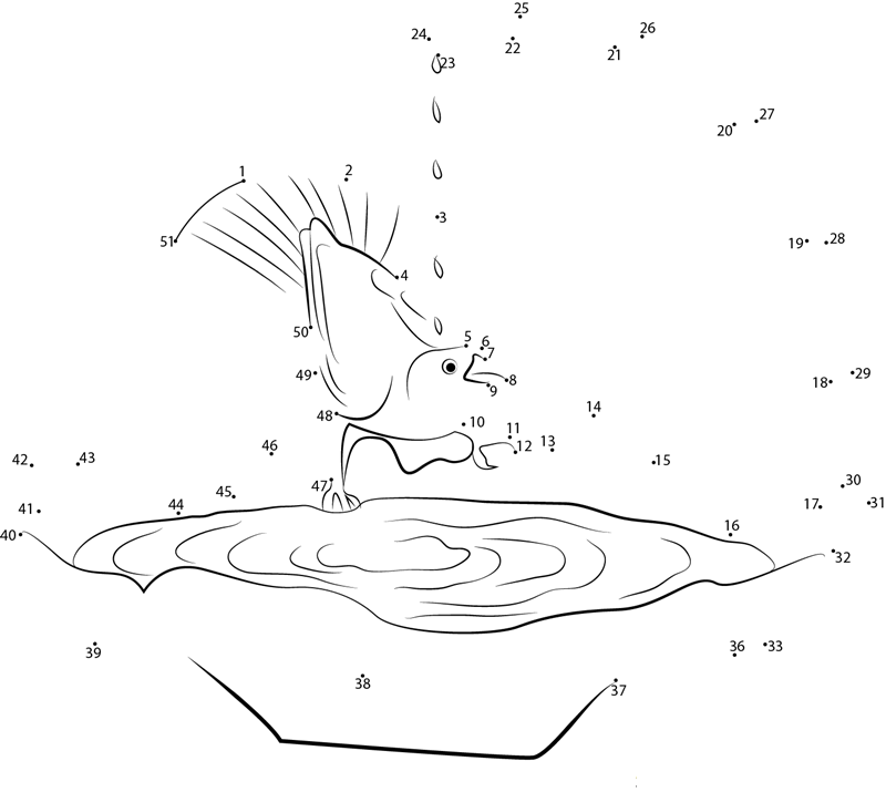 Glass Bird Bath printable dot to dot worksheet