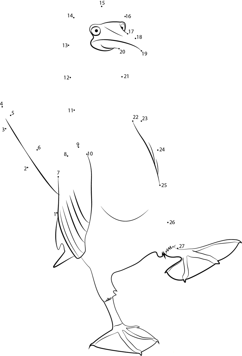 Male Blue Footed Booby printable dot to dot worksheet