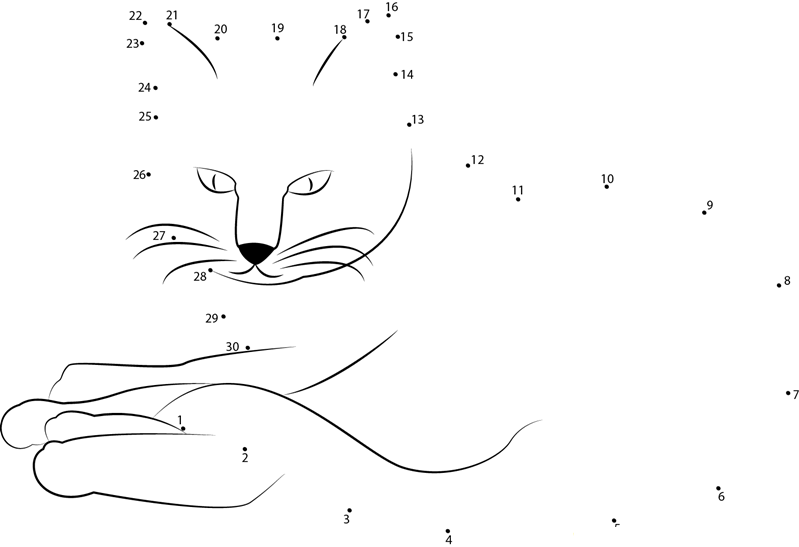 Nice Kitty dot to dot worksheets