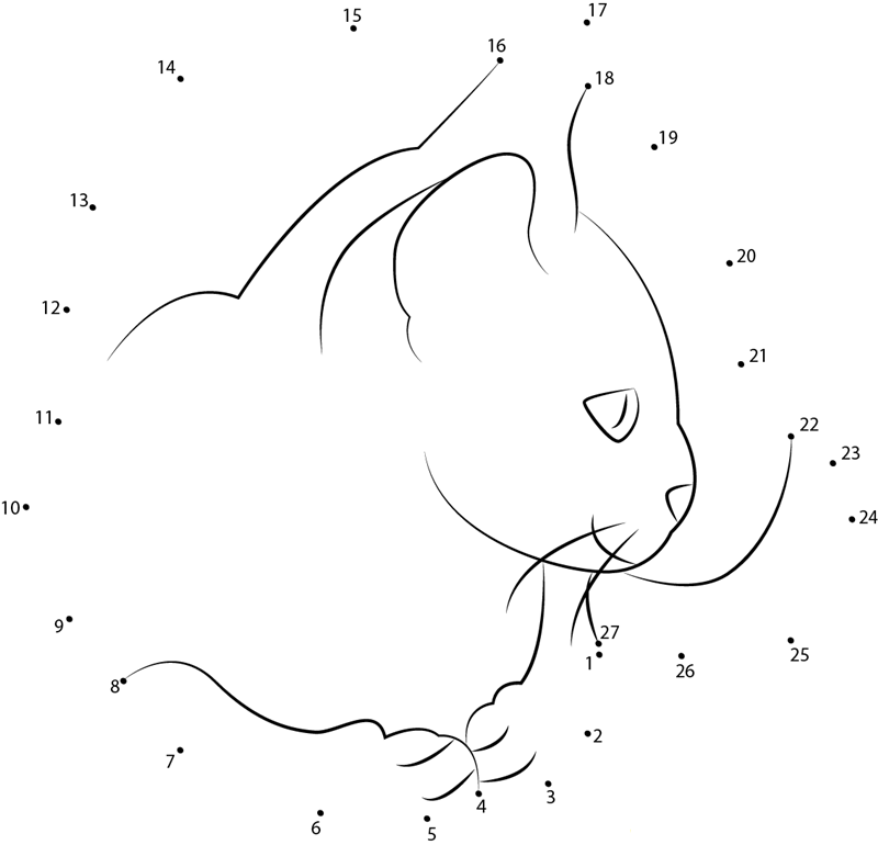 Pet Cat Up dot to dot worksheets