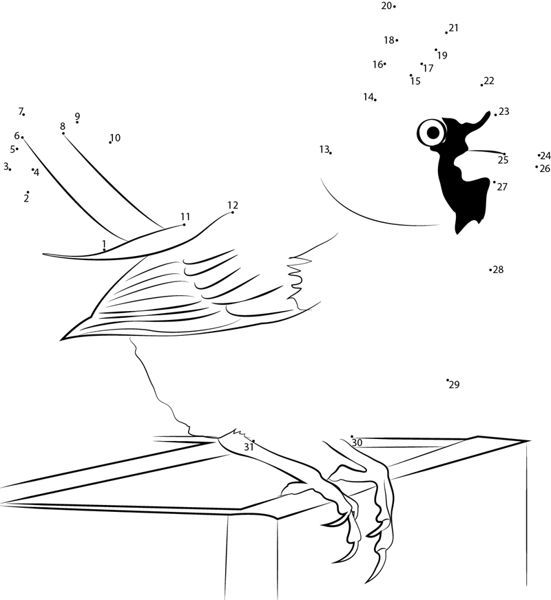 Cardinal Female In Backyard printable dot to dot worksheet