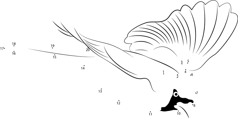 Flying Northern Cardinal printable dot to dot worksheet