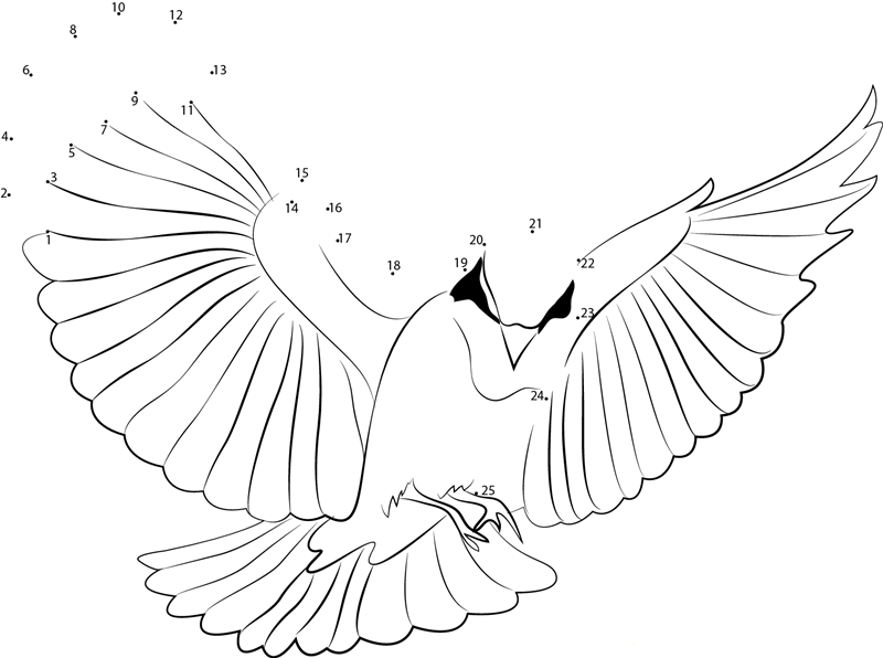 Red Bird Flying dot to dot worksheets