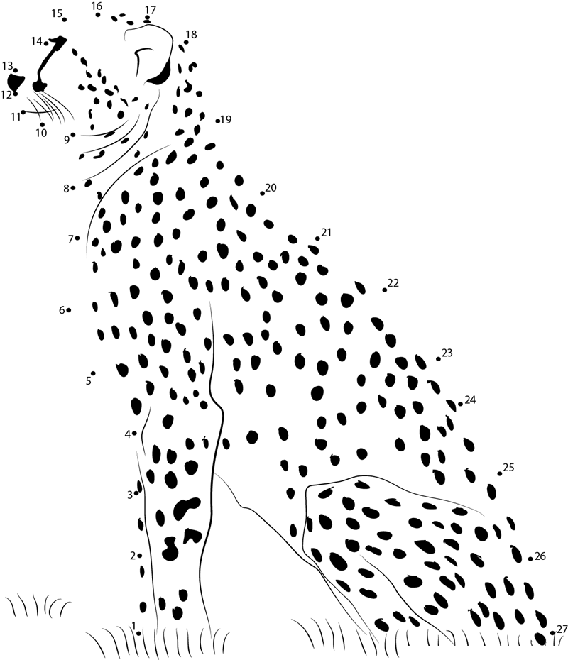 Cheetah At Rest printable dot to dot worksheet