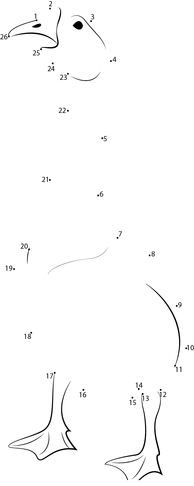 Beautiful Duck printable dot to dot worksheet