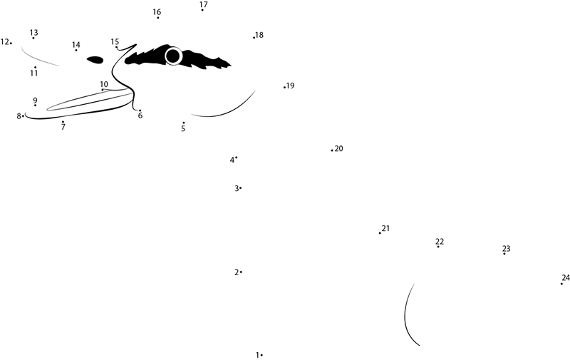 Duck Open Mouth printable dot to dot worksheet