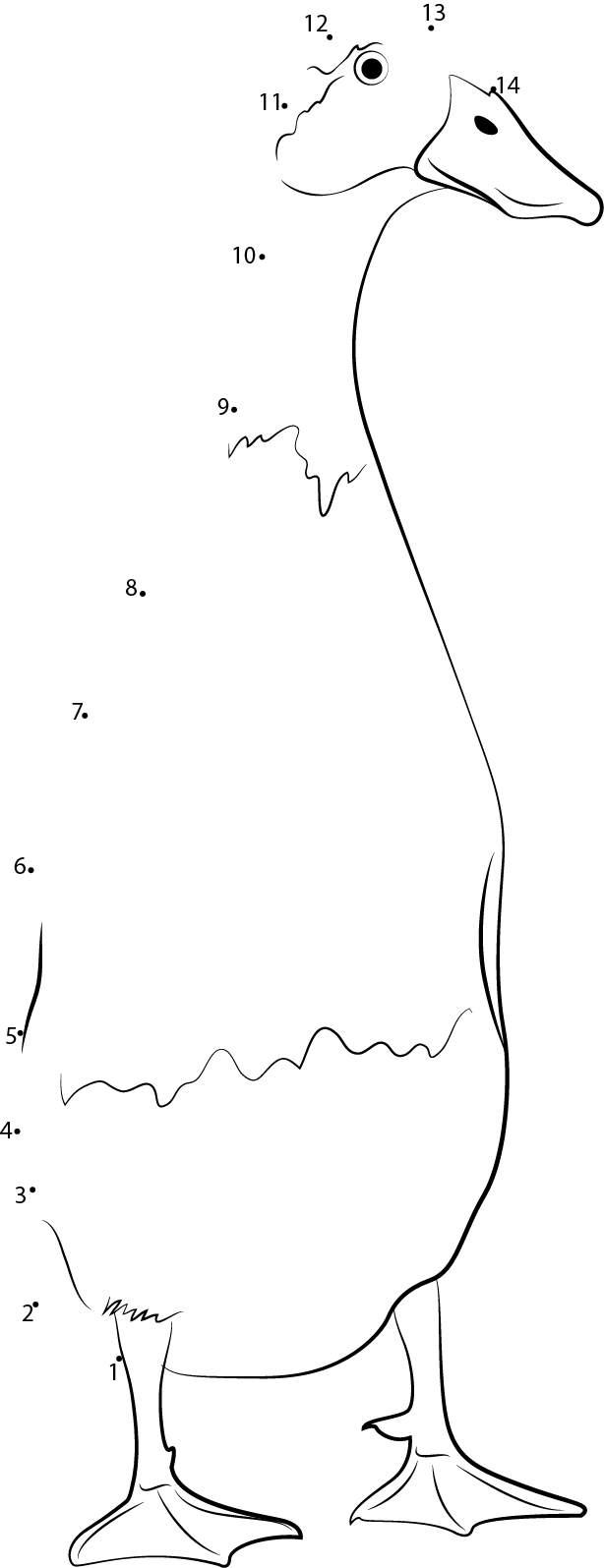 The Runner Duck printable dot to dot worksheet