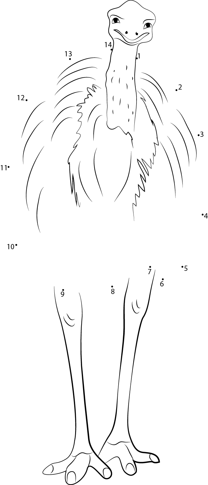 Emu printable dot to dot worksheet