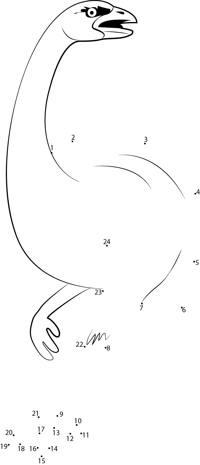 White Emu Standing dot to dot worksheets