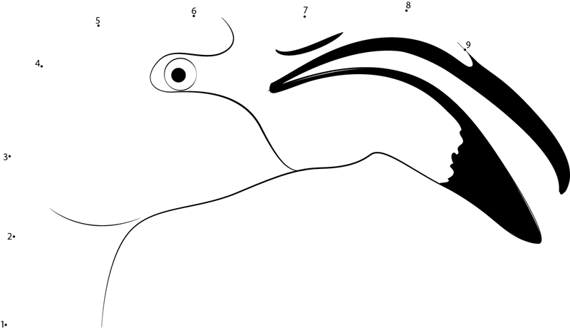 A Flamingo With Its Beak Open dot to dot worksheets