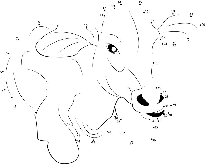 Baby Cow dot to dot worksheets