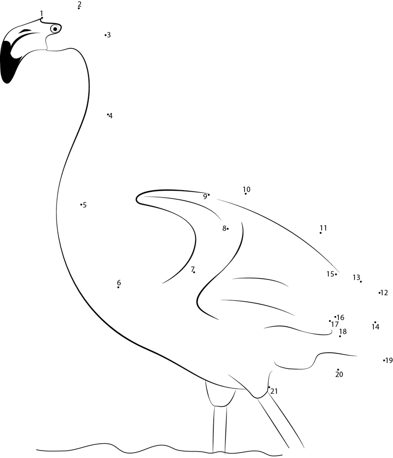 Flamingo Wing Fly dot to dot worksheets