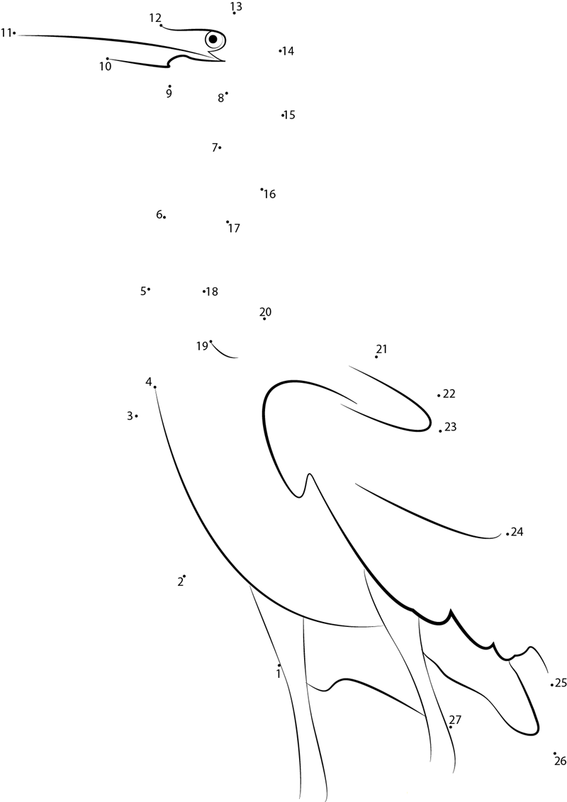 Heron printable dot to dot worksheet