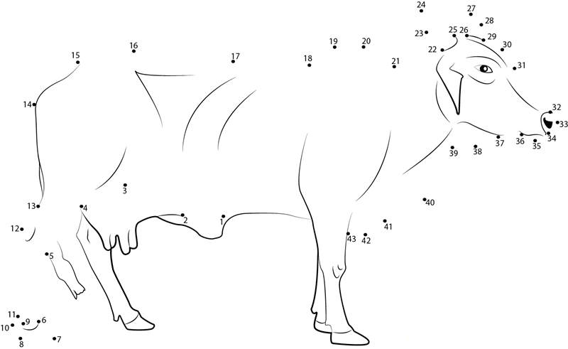 Red Sindhi Cow dot to dot worksheets