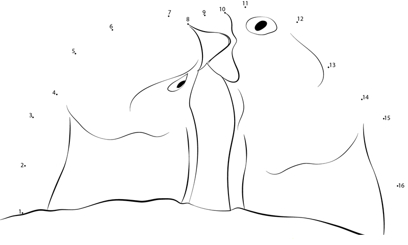 Love Birds Kissing dot to dot worksheets