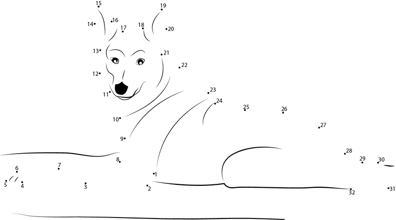 Coyote Relaxing dot to dot worksheets