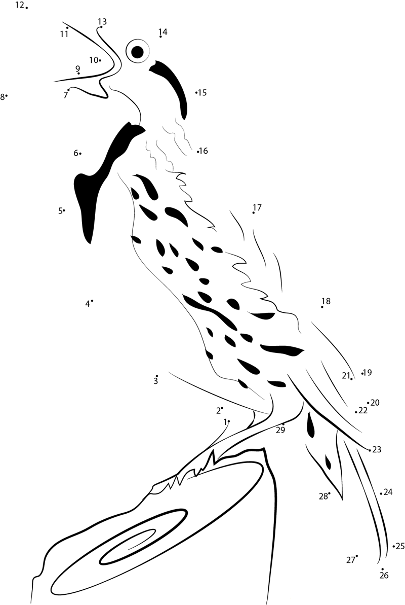 Singing Eastern Meadowlark dot to dot worksheets