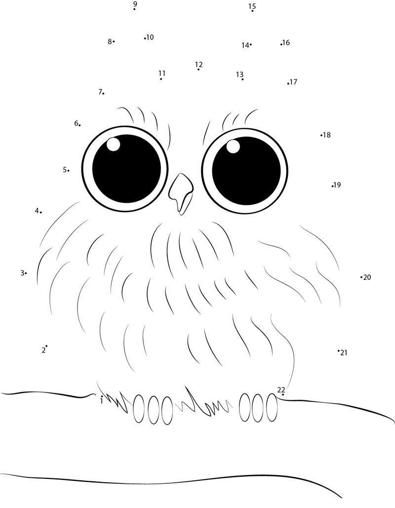 Baby Owl dot to dot worksheets