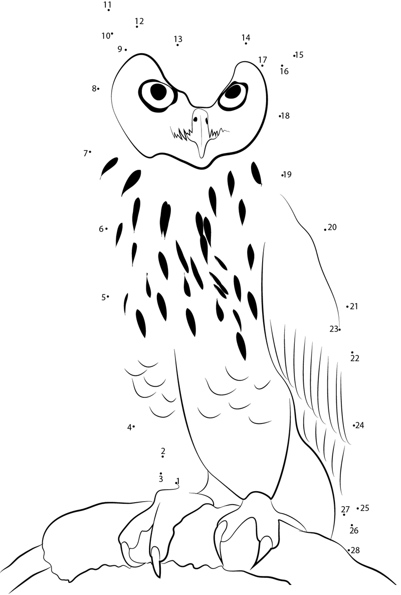 Eagle Owl dot to dot worksheets