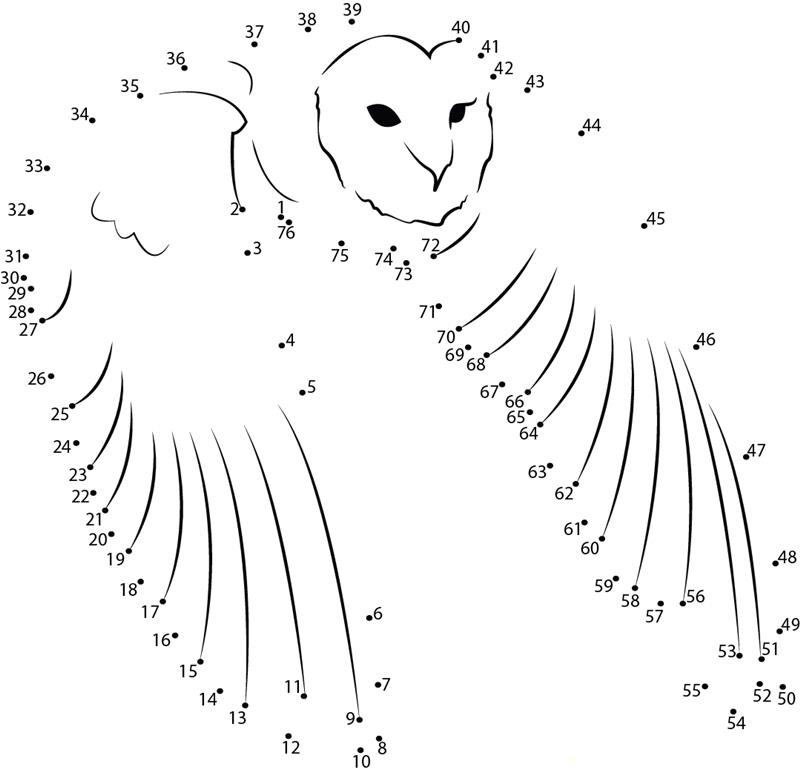 Owl In Deep Thought dot to dot worksheets