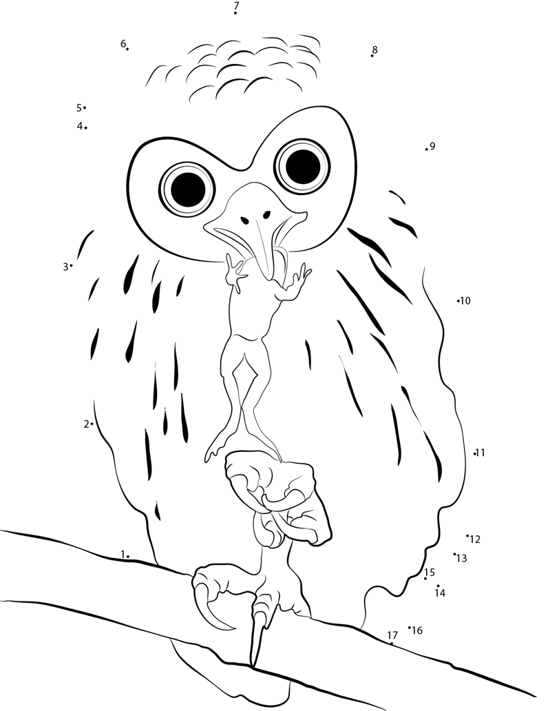 Owl In Forest dot to dot worksheets