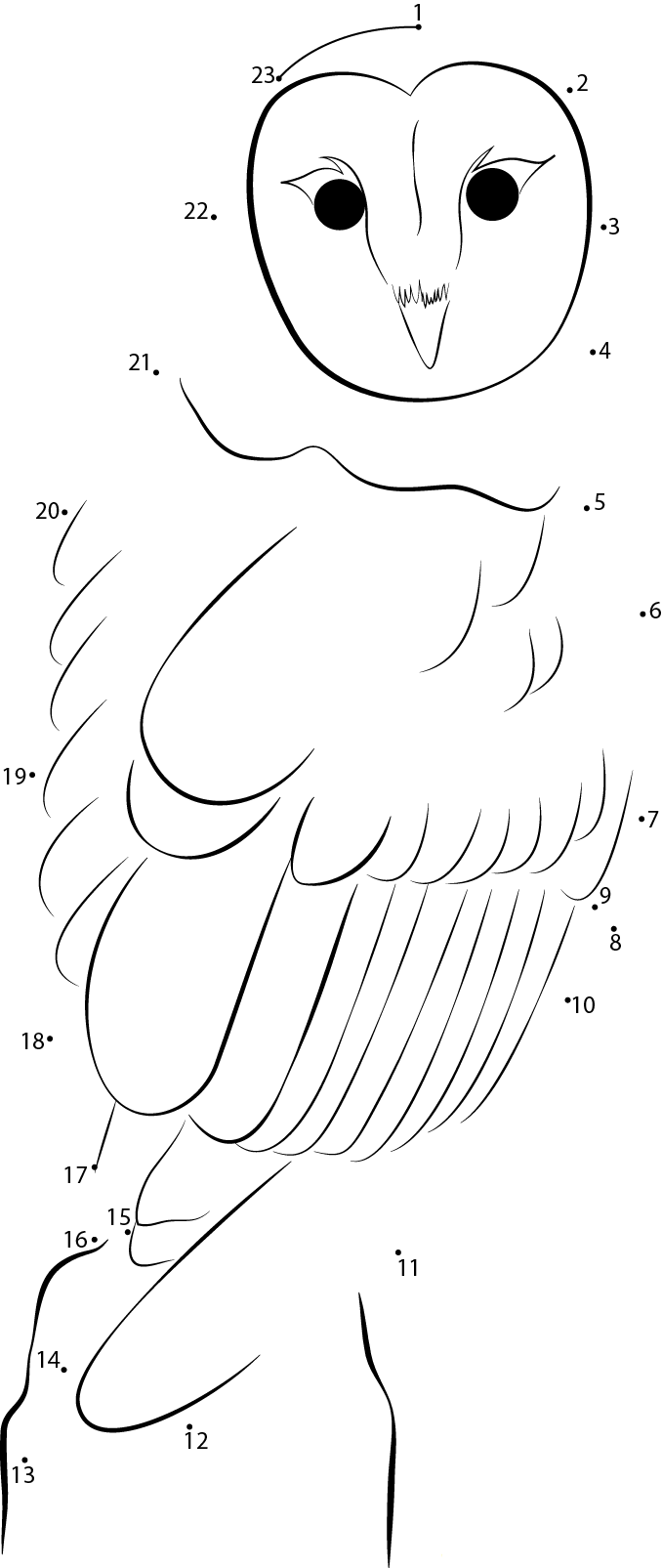 Owl In National Park dot to dot worksheets