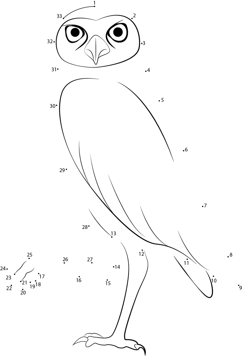 Walking Owl dot to dot worksheets