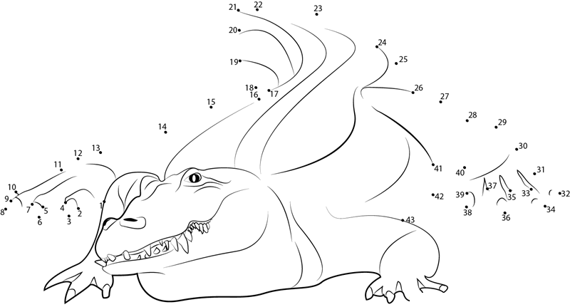 Crocodile At Auckland Zoo printable dot to dot worksheet