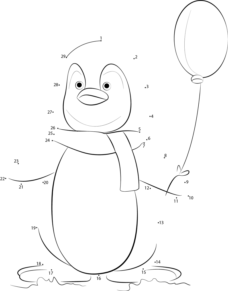 Baby Penguin printable dot to dot worksheet