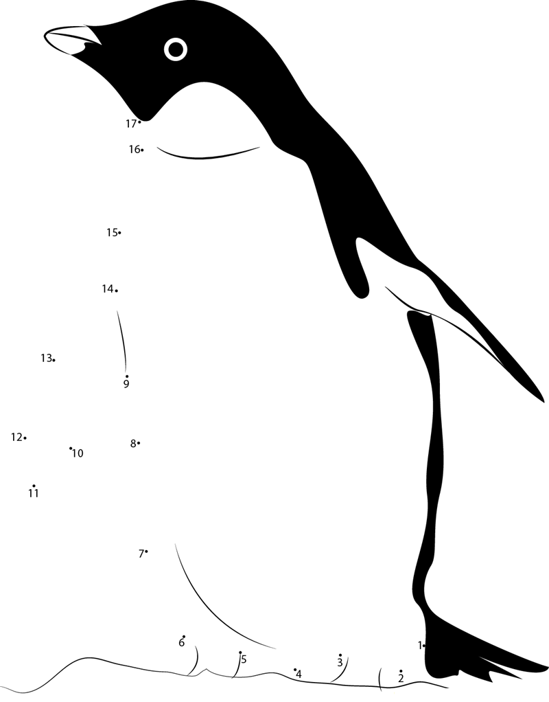 Chinstrap Penguin dot to dot worksheets