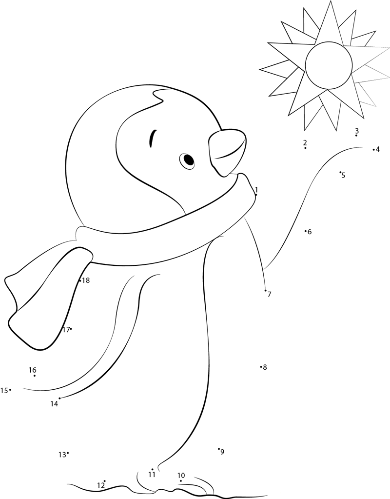 Happy Penguin dot to dot worksheets