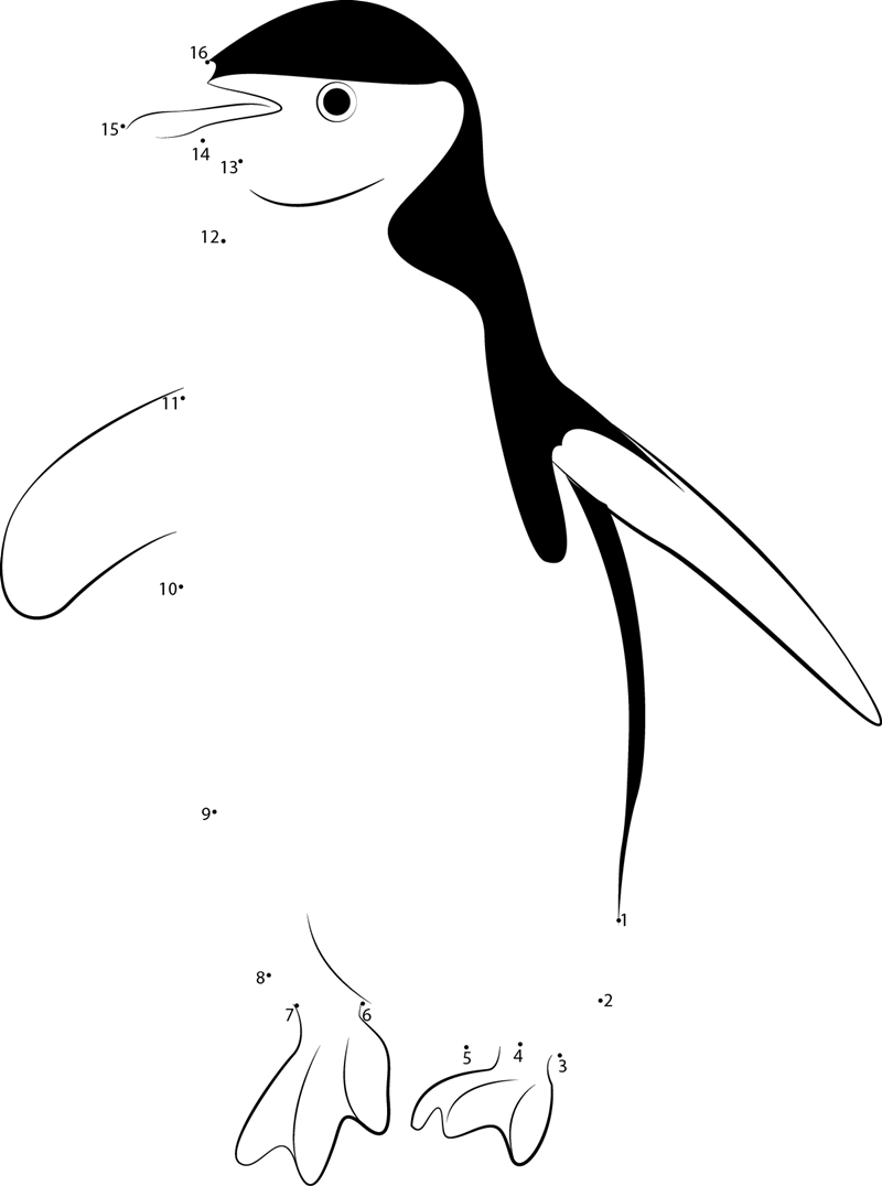 Penguin National Zoo printable dot to dot worksheet