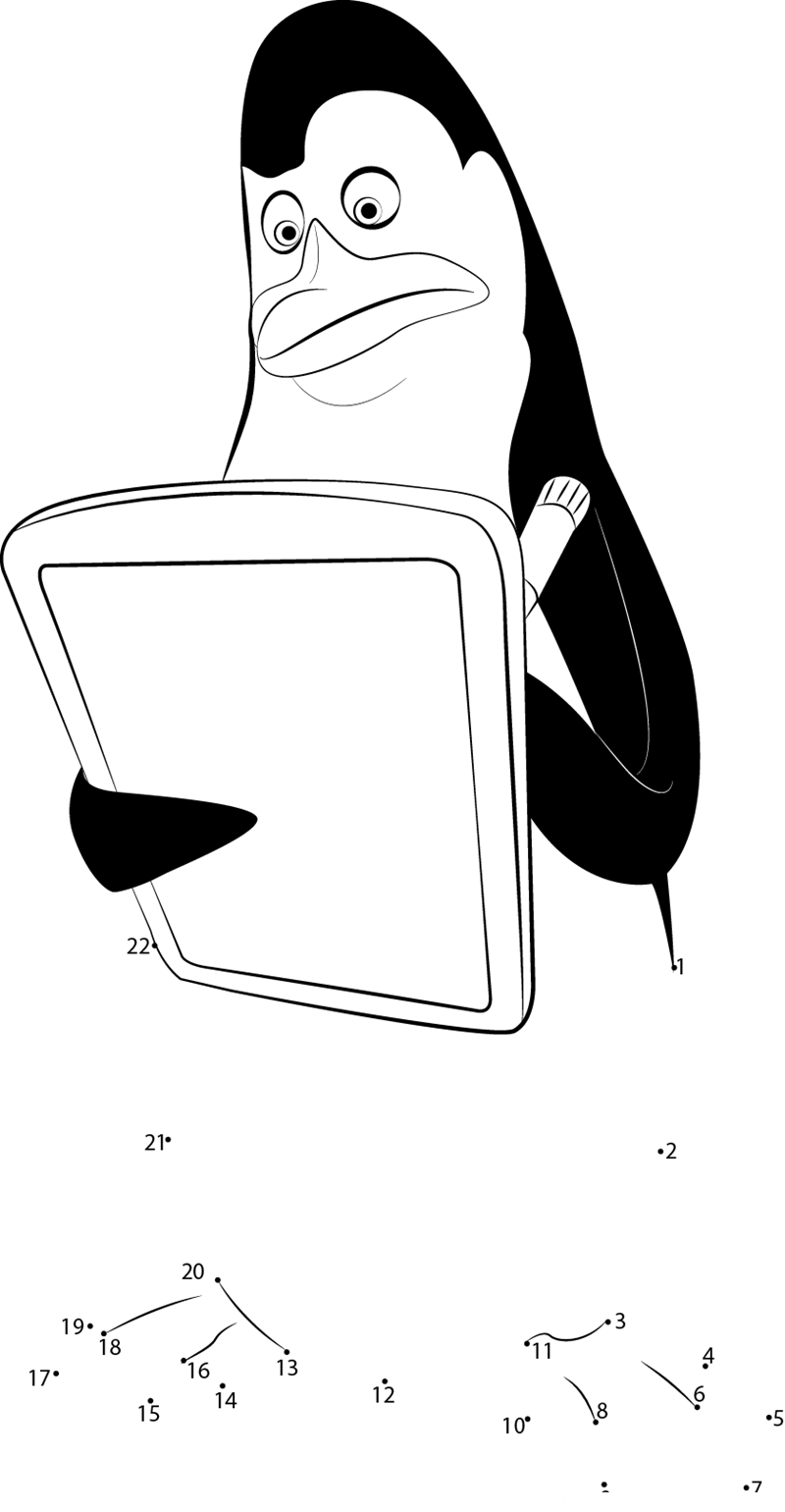 Penguin Reading A Book printable dot to dot worksheet