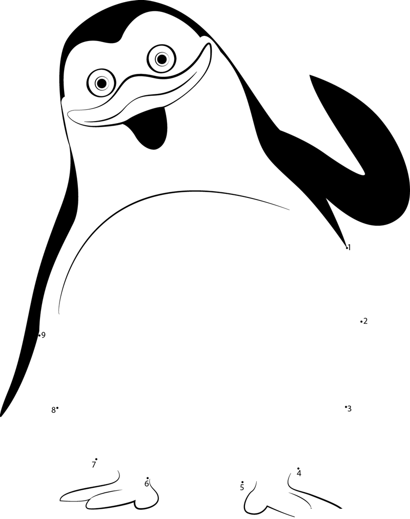 Penguin Smiling printable dot to dot worksheet