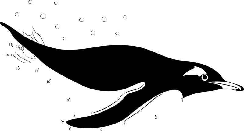 Penguins Swim dot to dot worksheets