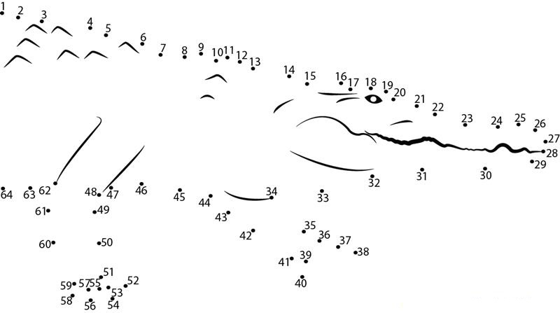 Happy Crocodile printable dot to dot worksheet