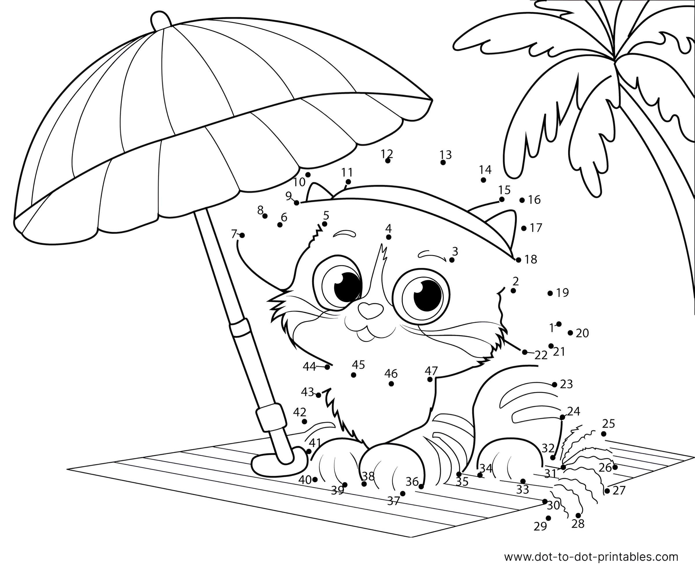 Cat Siting Beach Umbrella