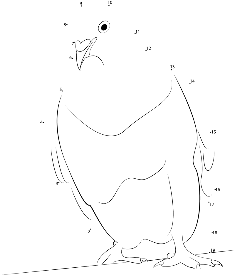 Robo Pigeon printable dot to dot worksheet