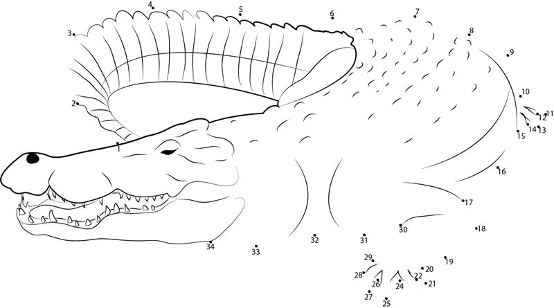 Saltwater Crocodile printable dot to dot worksheet