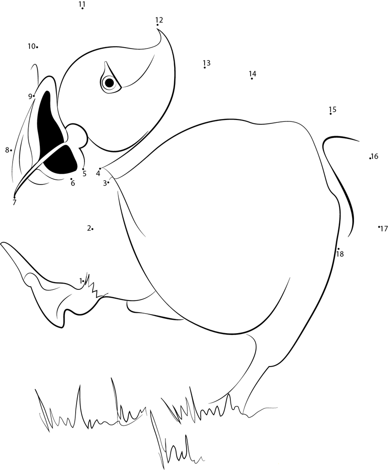 A Puffin Bird Walks Very Worried printable dot to dot worksheet