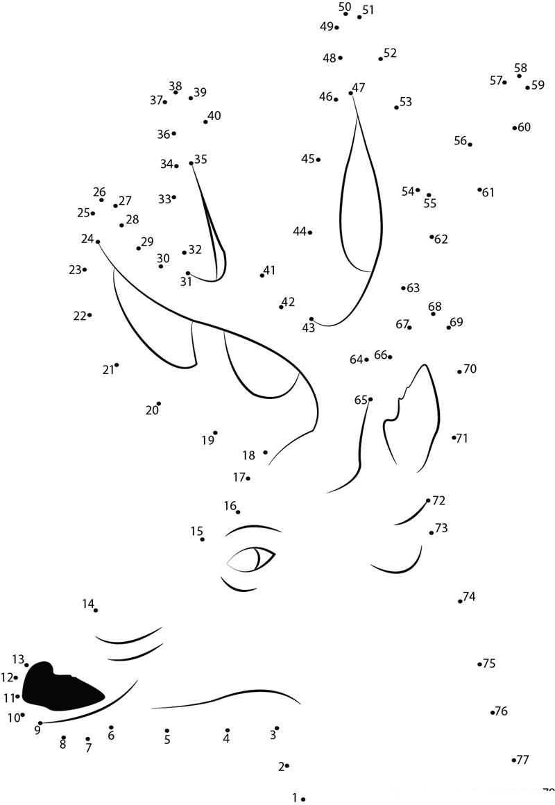 Face Of Deer dot to dot worksheets