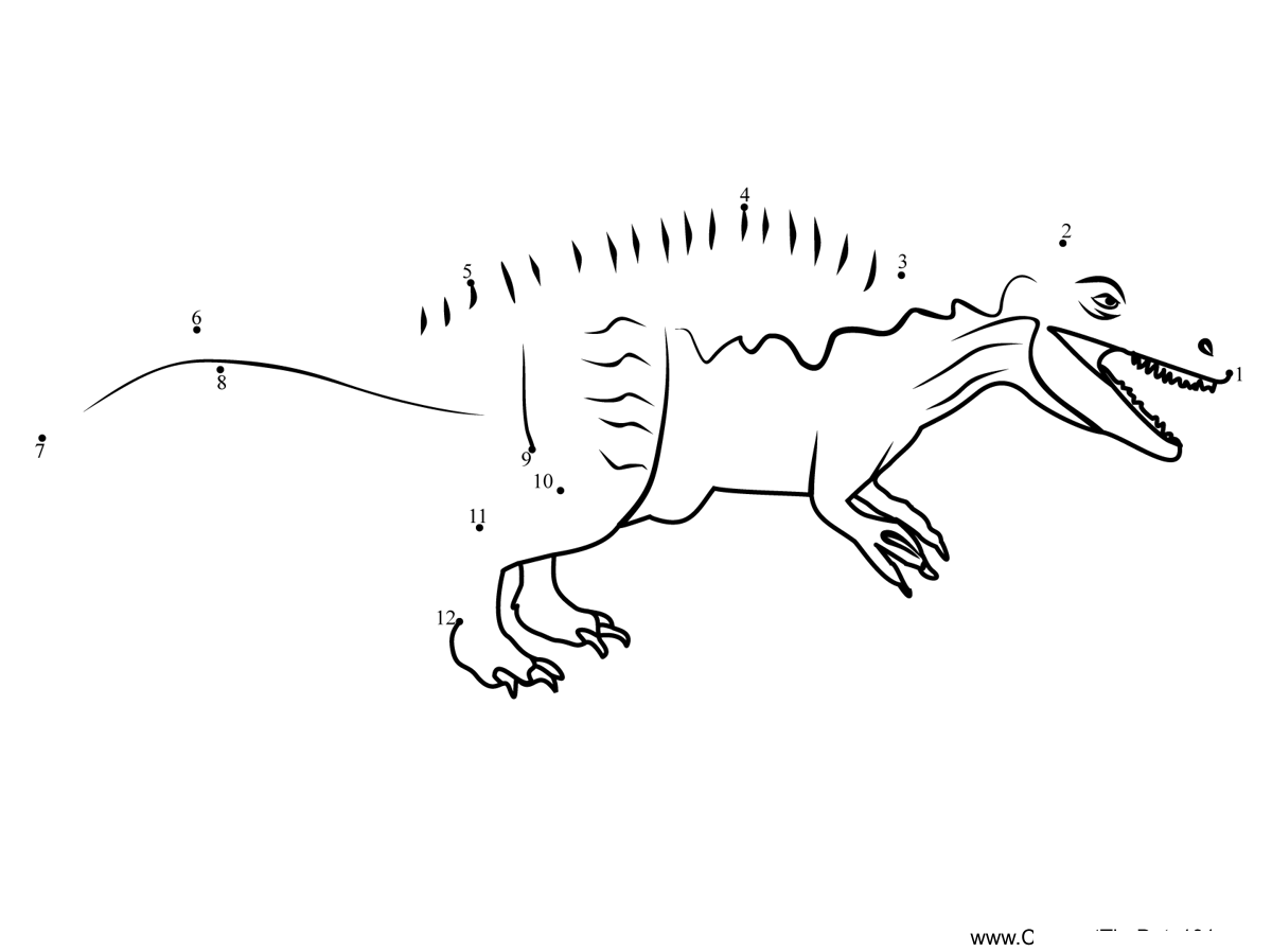 Acrocanthosaurus-Dinosaur dot to dot worksheets